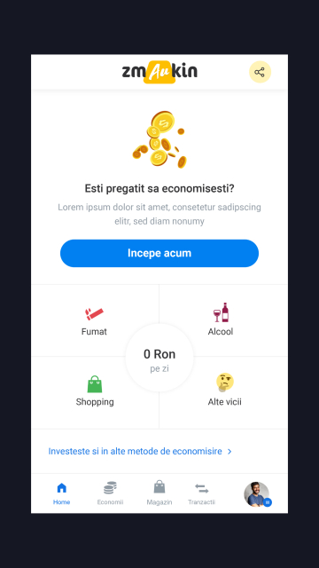 Zmaukin - Aplicatie Mobile Android & iOS de Economisire prin Vicii